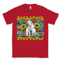 Red goats mom and baby sunflowers gemstones serape leopard glitter wooden Classic Tee - Artiststas