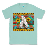 Seafoam goats mom and baby sunflowers gemstones serape leopard glitter wooden Classic Tee - Artiststas