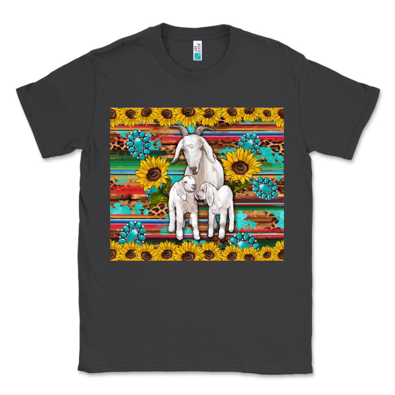 Goats Mom And Baby Sunflowers Gemstones Serape Leopard Glitter Wooden Classic Tee by Artiststas | Teevron