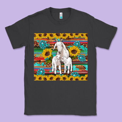 Goats Mom And Baby Sunflowers Gemstones Serape Leopard Glitter Wooden Classic Tee Designed By Artiststas