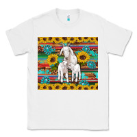 White goats mom and baby sunflowers gemstones serape leopard glitter wooden Classic Tee - Artiststas