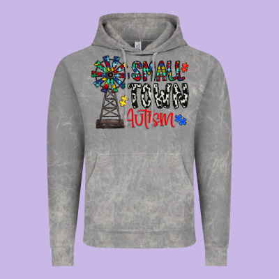 Small Town Autism Vintage Hoodie Designed By Cowhidedigitalart
