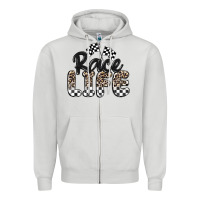 Dove Grey race life Zipper Hoodie - MaliasSmallBusiness