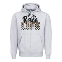 Heather Grey race life Zipper Hoodie - MaliasSmallBusiness