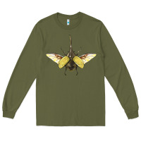 Army Green Hercules Beetle With Wings Long Sleeve Tee - LillyAllenDesigns