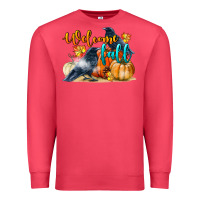 Cardinal Welcome Fall With Crow Premium Sweatshirt - LillyAllenDesigns