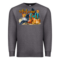 Charcoal Heather Welcome Fall With Crow Premium Sweatshirt - LillyAllenDesigns