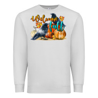 Dove Grey Welcome Fall With Crow Premium Sweatshirt - LillyAllenDesigns