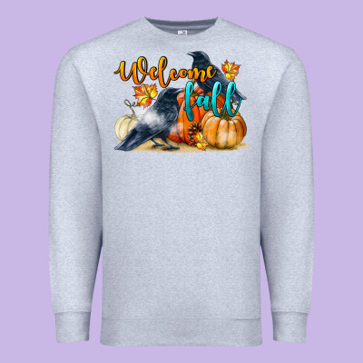 Welcome Fall With Crow Premium Sweatshirt Designed By Lillyallendesigns