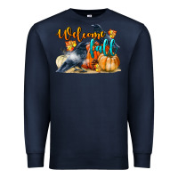 Navy Welcome Fall With Crow Premium Sweatshirt - LillyAllenDesigns