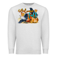 Oatmeal Heather Welcome Fall With Crow Premium Sweatshirt - LillyAllenDesigns