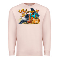 Pale Pink Welcome Fall With Crow Premium Sweatshirt - LillyAllenDesigns