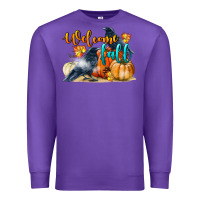 Purple Welcome Fall With Crow Premium Sweatshirt - LillyAllenDesigns