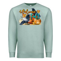 Seafoam Welcome Fall With Crow Premium Sweatshirt - LillyAllenDesigns