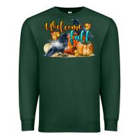 Sports Green Welcome Fall With Crow Premium Sweatshirt - LillyAllenDesigns