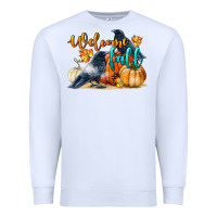 White Welcome Fall With Crow Premium Sweatshirt - LillyAllenDesigns