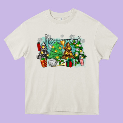 Christmas Trees With Tennis Heavy Core Tee Designed By Zillion Design Studio