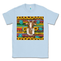 Dusty Blue goat sunflowers gemstones serape leopard glitter Classic Tee - Artiststas