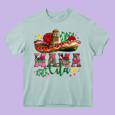 Mama Cita With Sombrero Hat And Roses Heavy Core Tee Designed By Artiststas