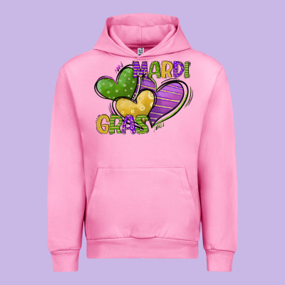 Mardi Gras Heart Urban Hoodie Designed By Cowgirlartshop