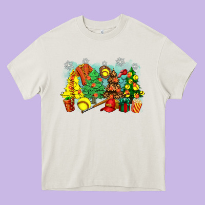 Christmas Trees With Softball Heavy Core Tee Designed By Zillion Design Studio