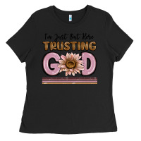Black im just out here trusting god Ladies Tee - MaliasSmallBusiness