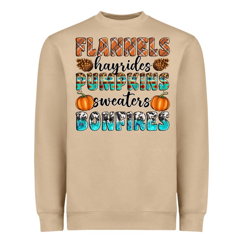 Flannels Hayrides Pumpkins Sweaters Bonfires Heavyweight Sweatshirt by Artiststas | Teevron