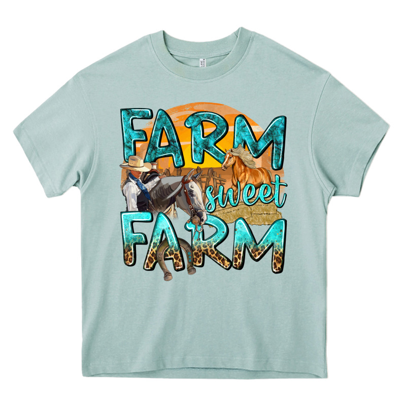 Farm Sweet Farm With Horses Heavy Core Tee by texasbilliewilder | Teevron