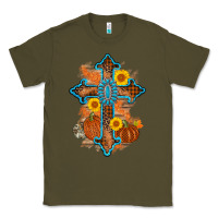 Army Green thanksgiving cross pumpkin sunflower Classic Tee - AdoDesignShop