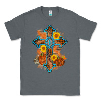 Charcoal Heather thanksgiving cross pumpkin sunflower Classic Tee - AdoDesignShop