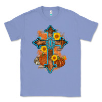 Colony Blue thanksgiving cross pumpkin sunflower Classic Tee - AdoDesignShop