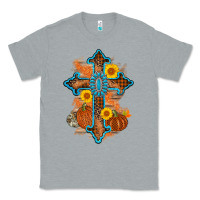 Heather Grey thanksgiving cross pumpkin sunflower Classic Tee - AdoDesignShop