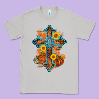 Thanksgiving Cross Pumpkin Sunflower Classic Tee Designed By Adodesignshop