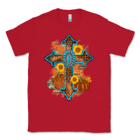 Red thanksgiving cross pumpkin sunflower Classic Tee - AdoDesignShop
