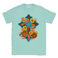 Seafoam thanksgiving cross pumpkin sunflower Classic Tee - AdoDesignShop