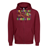 Burgundy i'm catchin' if you're throwin' Zipper Hoodie - MaliasSmallBusiness