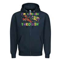 Navy i'm catchin' if you're throwin' Zipper Hoodie - MaliasSmallBusiness