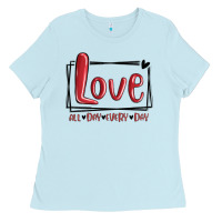 Baby Blue love all day every day hearts Ladies Tee - MaliasSmallBusiness