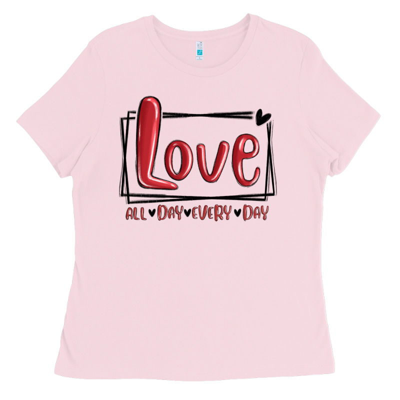 Love All Day Every Day Hearts Ladies Tee by MaliasSmallBusiness | Teevron