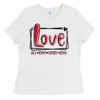 White love all day every day hearts Ladies Tee - MaliasSmallBusiness
