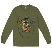 Army Green Acrocinus Beetle Illustrations Long Sleeve Tee - LillyAllenDesigns