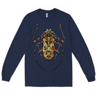 Navy Acrocinus Beetle Illustrations Long Sleeve Tee - LillyAllenDesigns