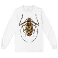 White Acrocinus Beetle Illustrations Long Sleeve Tee - LillyAllenDesigns