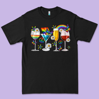 Premium Tee pride lgbtq wine cups and glasses