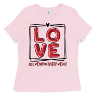 Bubblegum Pink love all day every day Ladies Tee - MaliasSmallBusiness