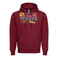 Burgundy blessed teacher Zipper Hoodie - MaliasSmallBusiness
