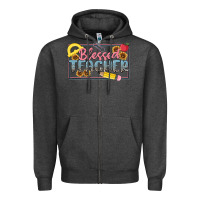 Charcoal Heather blessed teacher Zipper Hoodie - MaliasSmallBusiness