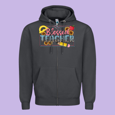 Blessed Teacher Zipper Hoodie Designed By Maliassmallbusiness