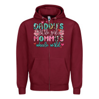 Burgundy daddy's little girl mommy's whole world Zipper Hoodie - MaliasSmallBusiness