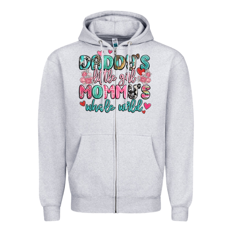 Daddy's Little Girl Mommy's Whole World Zipper Hoodie by MaliasSmallBusiness | Teevron